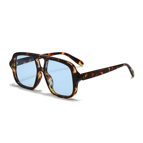 JNPCXI Dubbele Brug Vierkante Zonnebril – Vintage Punk Geel UV400 Heren Trending Shades