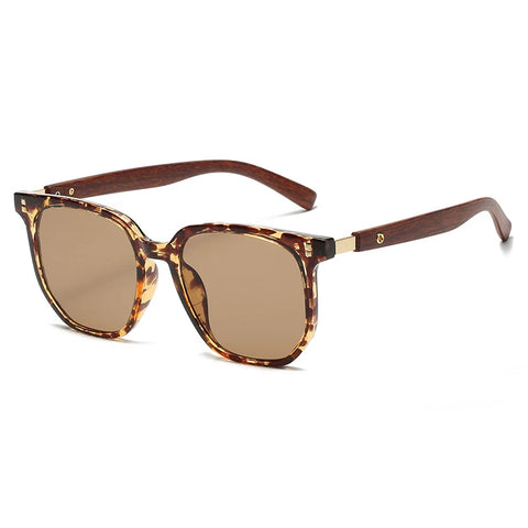Klassieke oversized zonnebril met houtnerfmotief – Retro vierkante UV400 unisex vakantie- en autozonnebril