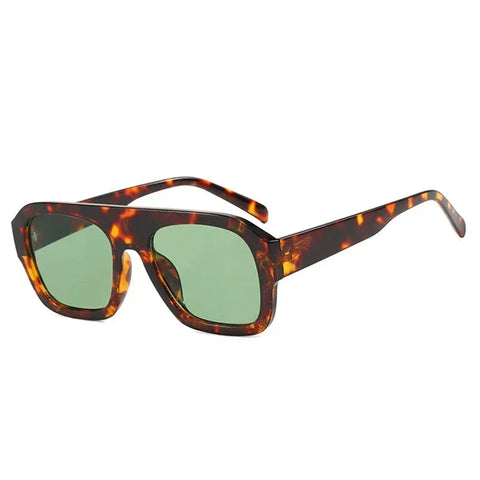 JNPCXI Fashion Vierkante Zonnebril – Retro Luipaard &amp; Tea Candy Gradient UV400 Unisex Punk Zonnebrillen