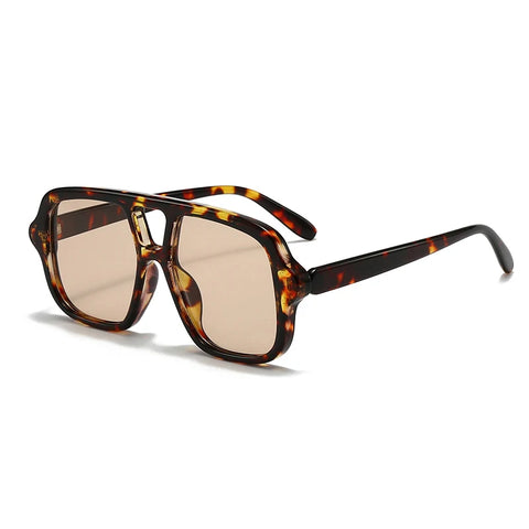JNPCXI Dubbele Brug Vierkante Zonnebril – Vintage Punk Geel UV400 Heren Trending Shades