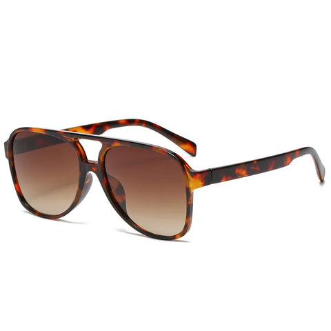 Retro ovale pilotenzonnebril – zwart, blauw, luipaard en geel UV400 unisex strandzonnebril