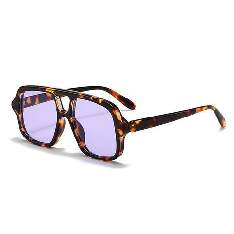 JNPCXI Dubbele Brug Vierkante Zonnebril – Vintage Punk Geel UV400 Heren Trending Shades