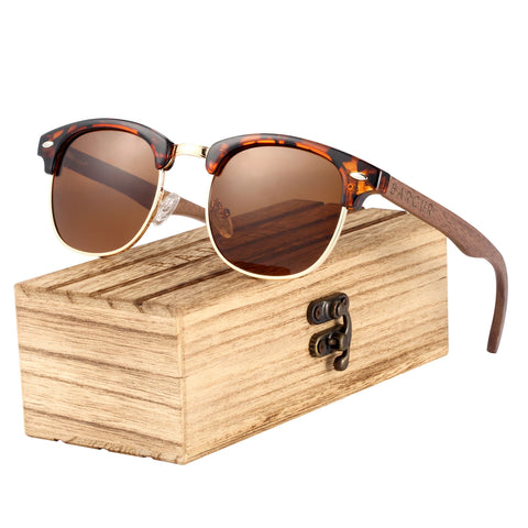 BARCUR Walnut Polarized Wooden Sunglasses – Handmade UV400 Unisex Eyewear