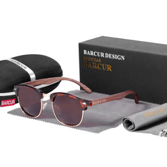 BARCUR Walnut Polarized Wooden Sunglasses – Handmade UV400 Unisex Eyewear