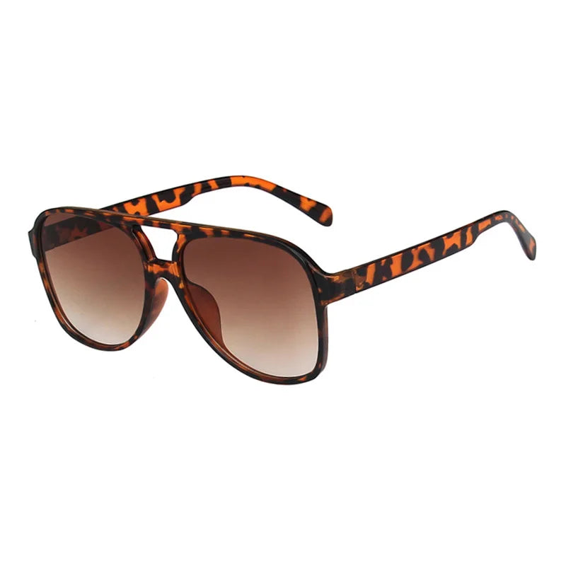SHAUNA Retro Pilotenzonnebril – Blauw &amp; Geel UV400 Unisex Modezonnebril