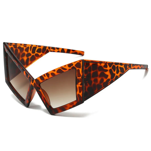 JNPCXI Übergroße Cat-Eye-Sonnenbrille – Roter Farbverlauf UV400 Unisex-Retro-Sonnenbrille mit weitem Bein