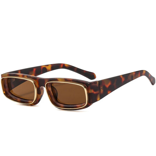 SHAUNA Fashion Rechthoekige Zonnebril – Vintage Geel &amp; Oranje UV400 Unisex Zonnebrillen
