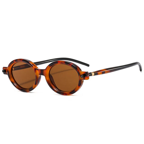 SHAUNA Kleine ovale retro zonnebril - heldere oceaankleurige lens UV400 unisex punk klinknagel zonnebril