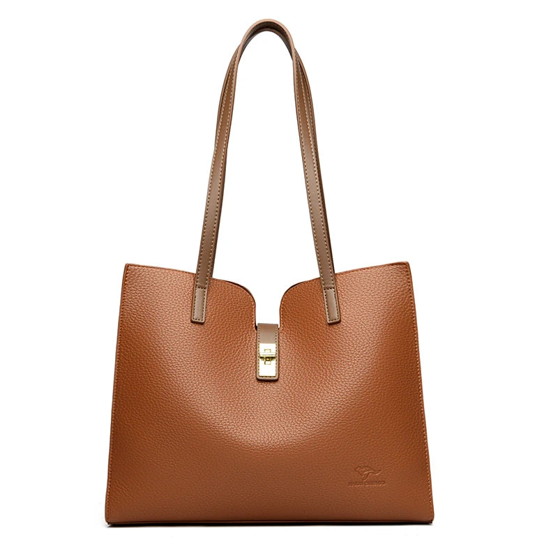Luxury Soft Leather Women's Tote Bag - Large Capacity & Trendy Design