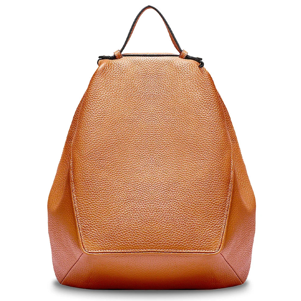 Zency Women Stylish Classic Khaki Leather Backpack