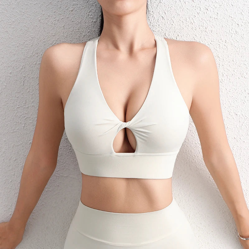 SOISOU Halter Neck Yoga Crop Top Bra - Sexy & Supportive