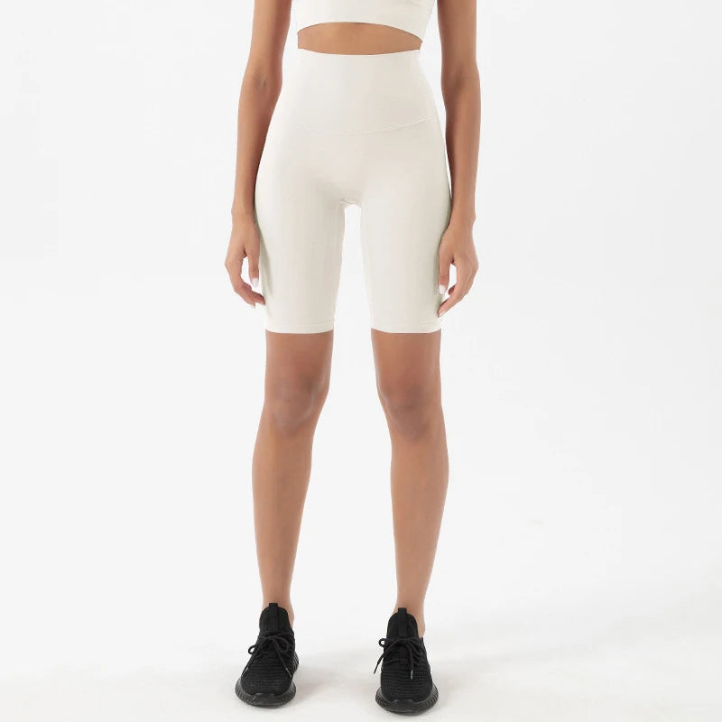 SOISOU Nylon Women's High Waist Gym Shorts - Breathable & Comfortable