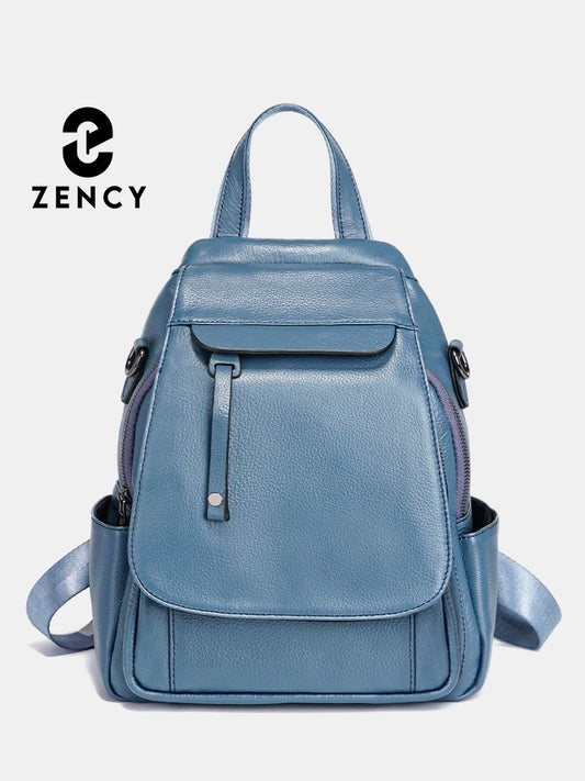 Zency Genuine Leather Women's Fashion Backpack - High Quality Stylish Satchel for School & Travel