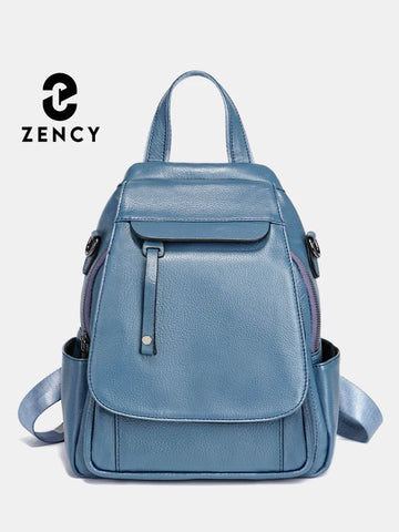 Zency Genuine Leather Women's Fashion Backpack - High Quality Stylish Satchel for School & Travel