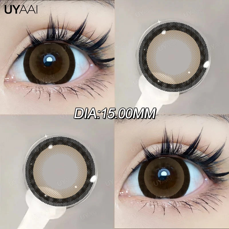 UYAAI Big Diameter 15MM Black Gray Colored Contact Lenses