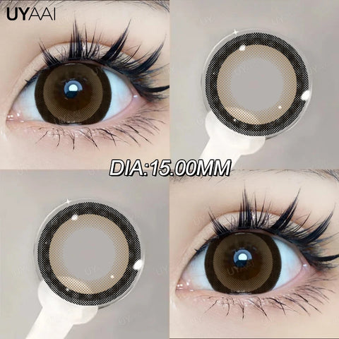 UYAAI Big Diameter 15MM Black Gray Colored Contact Lenses