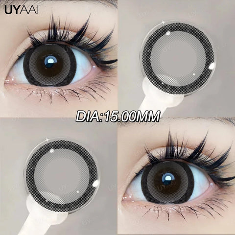 UYAAI Big Diameter 15MM Black Gray Colored Contact Lenses