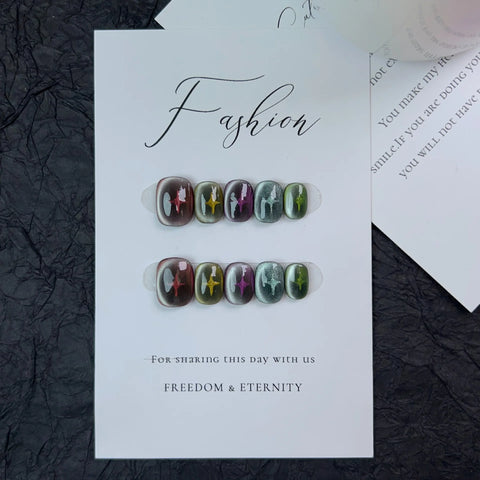 Cat-eye Design Press on Nails - 10 Pcs Handmade
