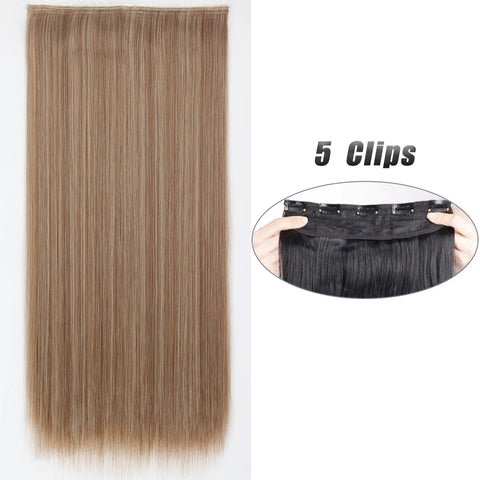 Synthetic 5 Clip In Hair Extensions 80CM - Long Straight Hairpiece