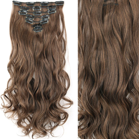 22-Inch Long Straight Wavy Hair Extensions Set