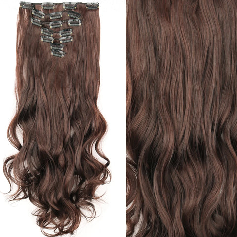 22-Inch Long Straight Wavy Hair Extensions Set