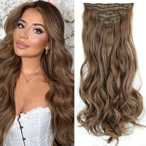 7Pcs/Set 16 Clips Hair Extension - Black Ombre Long Straight Hair