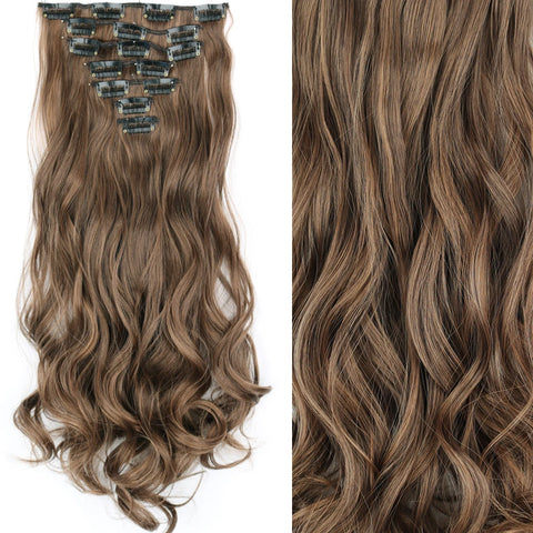 22-Inch Long Straight Wavy Hair Extensions Set