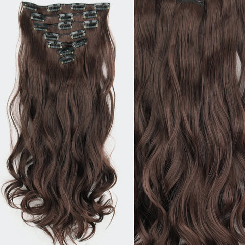 22-Inch Long Straight Wavy Hair Extensions Set