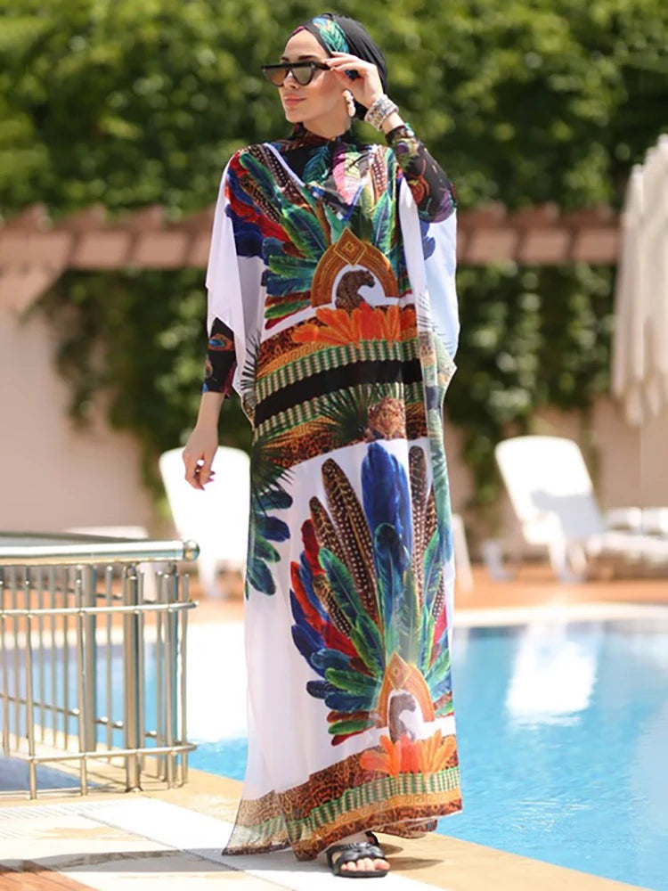 Plus Size Long-Sleeve Modest Burkini Cover-Up