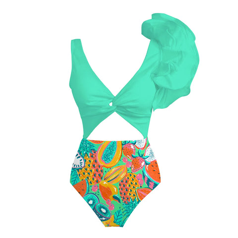 Push-up bikini met ruchesmouwen - effen zwarte badkleding met hoge taille voor dames