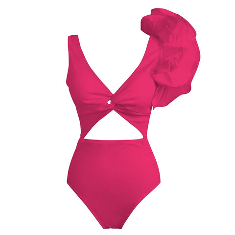 Push-up bikini met ruchesmouwen - effen zwarte badkleding met hoge taille voor dames