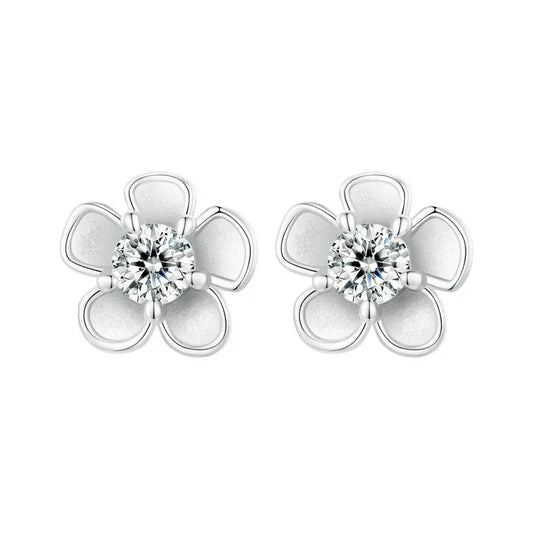 BAMOER Sakura Moissanite Stud Earrings