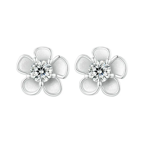 BAMOER Sakura Moissanite Stud Earrings