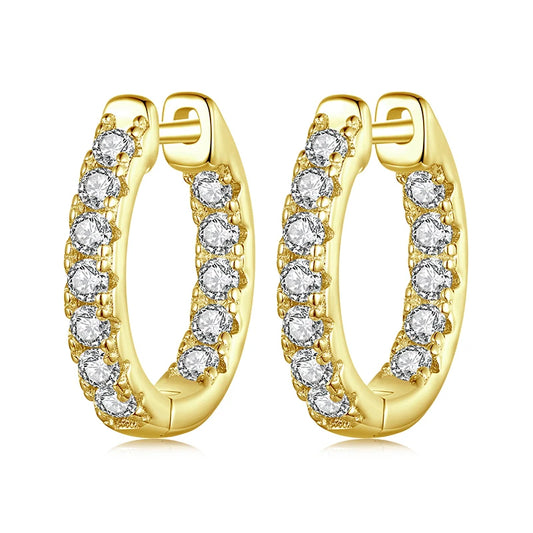 BAMOER Gold Moissanite Hoop Earrings – 925 Sterling Silver D Color Lab Diamond