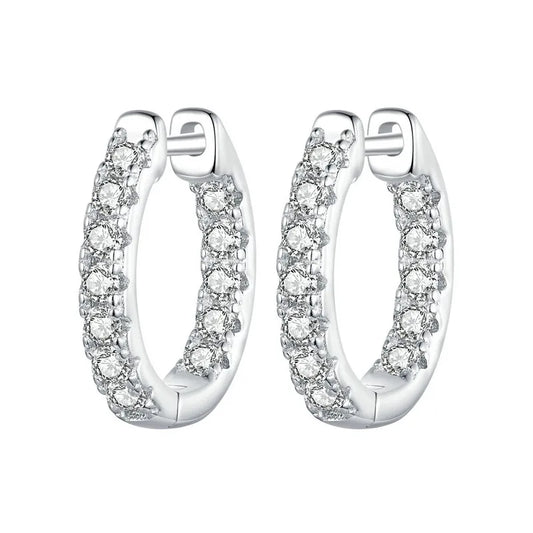 BAMOER Gold Moissanite Hoop Earrings – 925 Sterling Silver D Color Lab Diamond