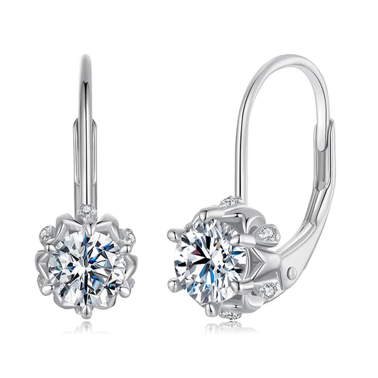 BAMOER Moissanite Flower Earrings