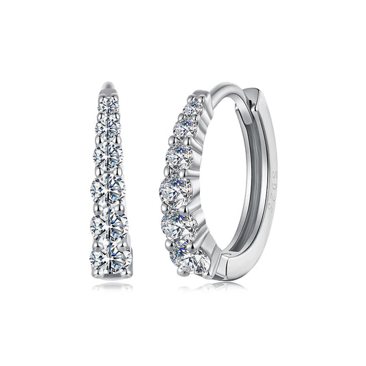 BAMOER Moissanite Hoop Earrings – White Gold Plated 925 Sterling Silver Huggies