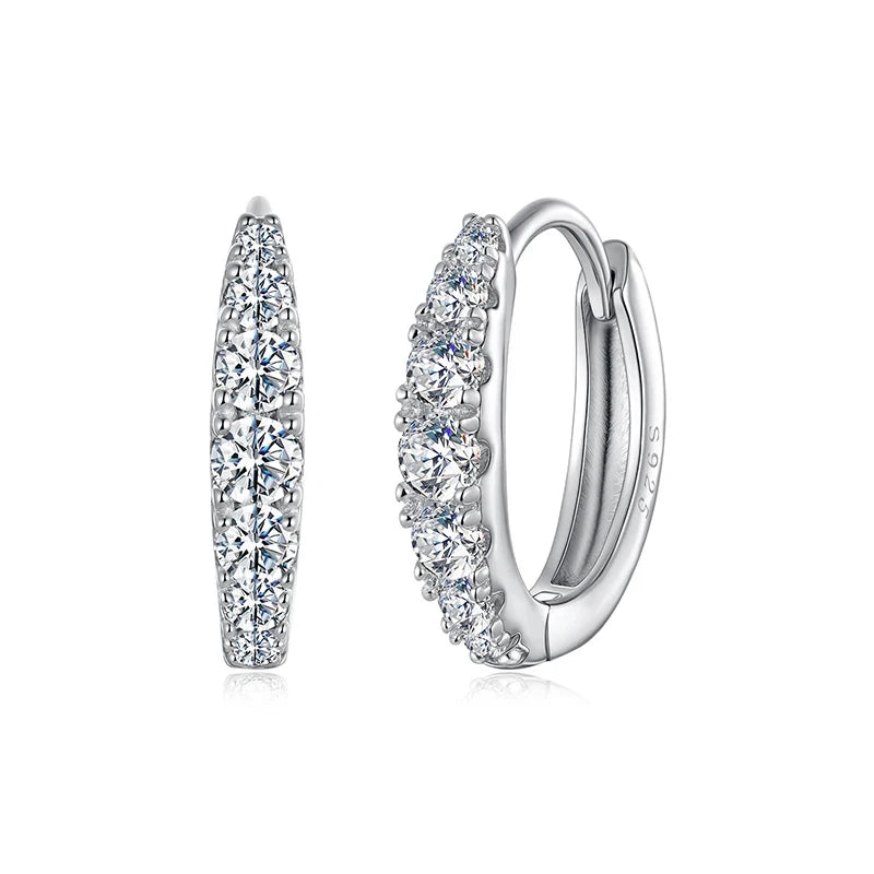 BAMOER Moissanite Huggie Hoop Earrings – White Gold Plated 925 Sterling Silver