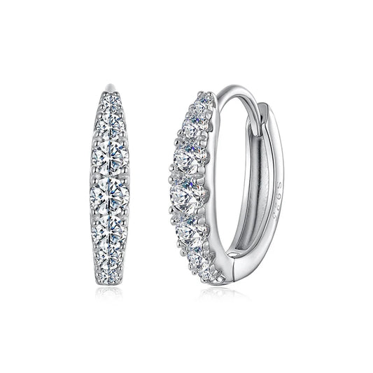 BAMOER Moissanite Huggie Hoop Earrings – White Gold Plated 925 Sterling Silver