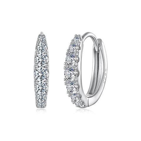 BAMOER Moissanite Huggie Hoop Earrings – White Gold Plated 925 Sterling Silver