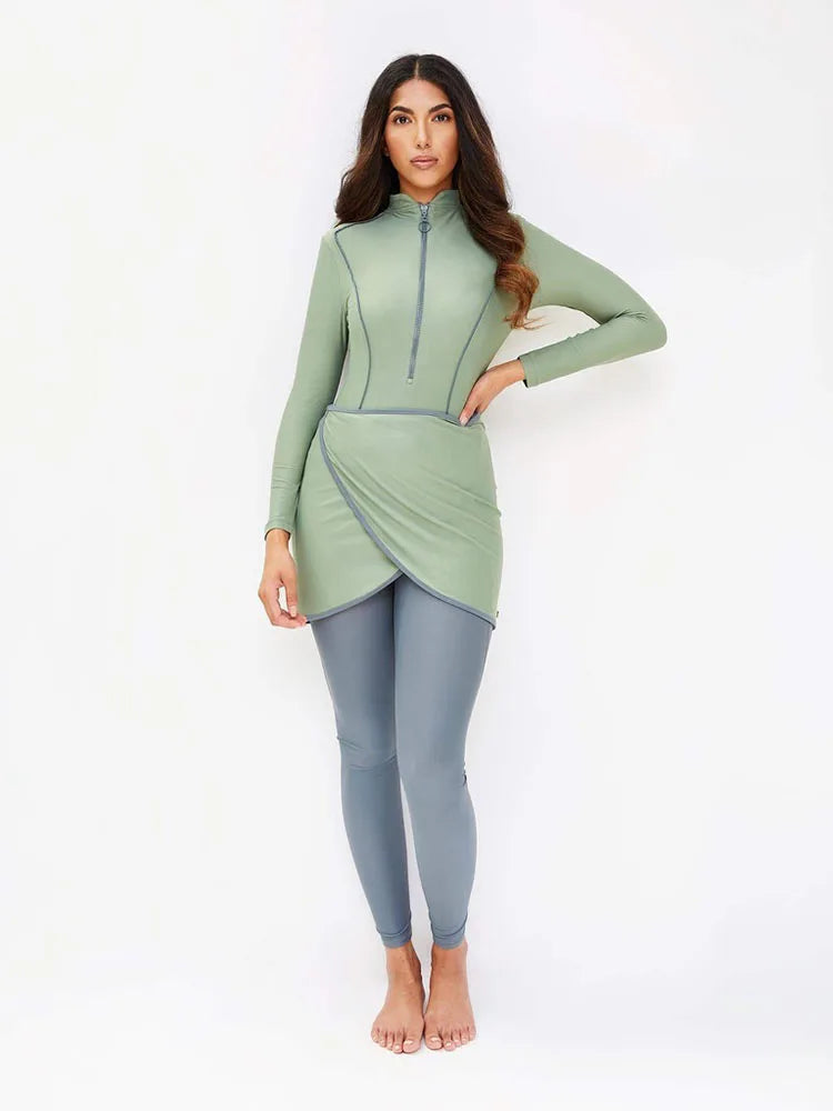 Muslim Modest Long-Sleeve Burkini Swim Set