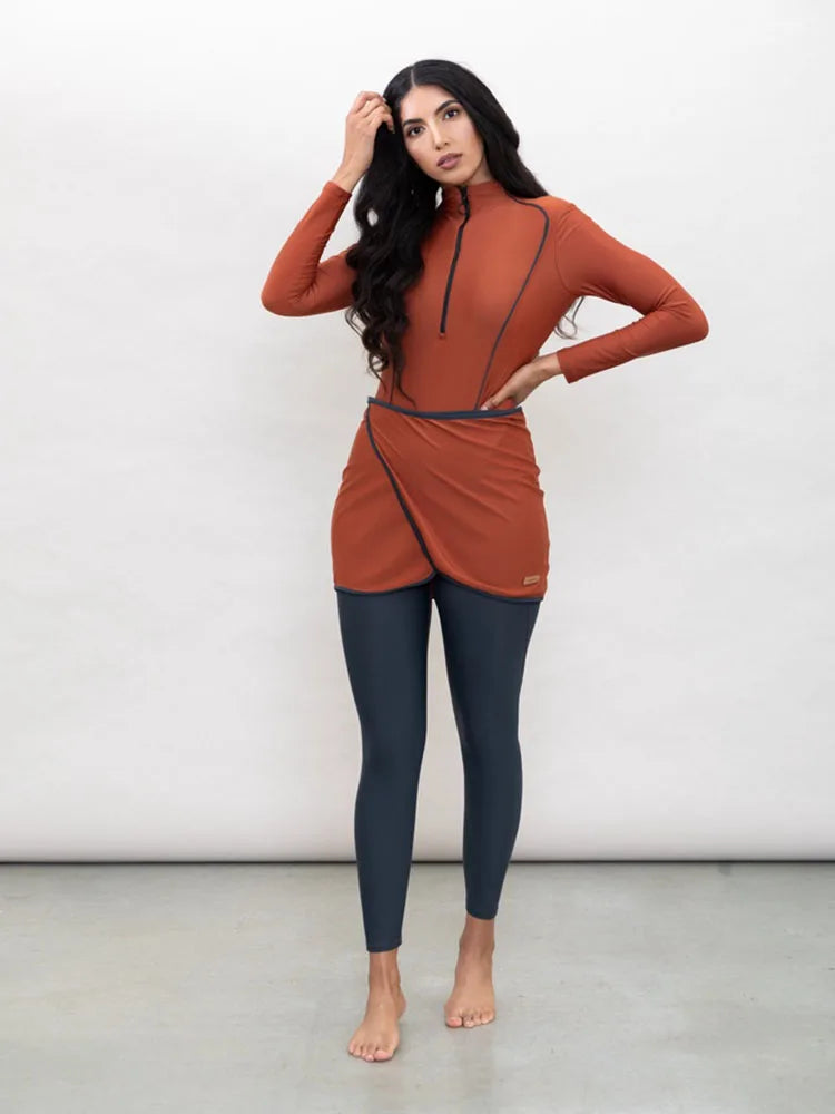 Muslim Modest Long-Sleeve Burkini Swim Set
