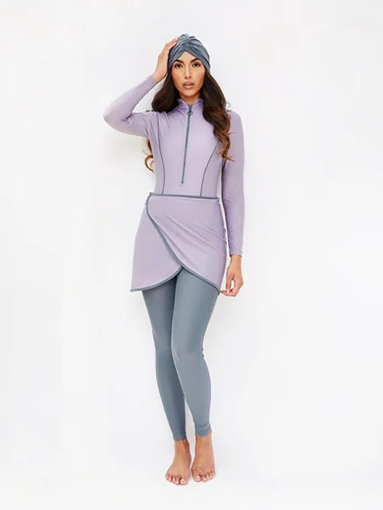Muslim Modest Long-Sleeve Burkini Swim Set