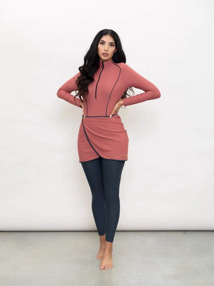 Muslim Modest Long-Sleeve Burkini Swim Set
