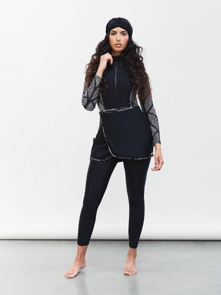 Muslim Modest Long-Sleeve Burkini Swim Set