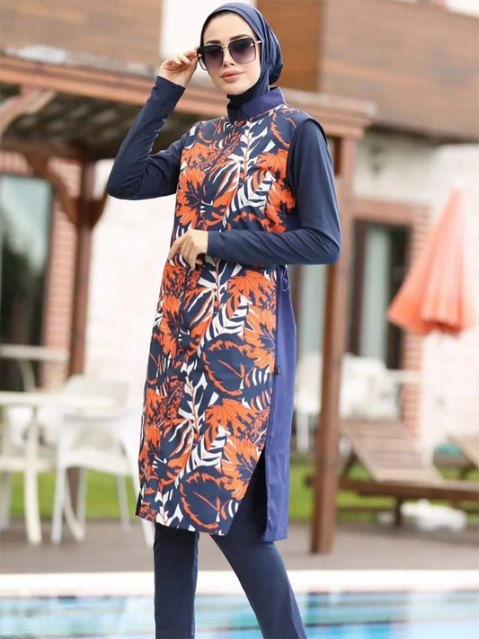 4-delige zomer strand bescheiden burkini set voor vrouwen - islamitisch badpak
