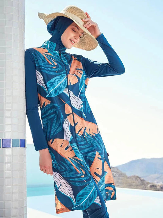 4PCS Summer Beach Modest Burkini Set for Women - Islamic Bathing Suit