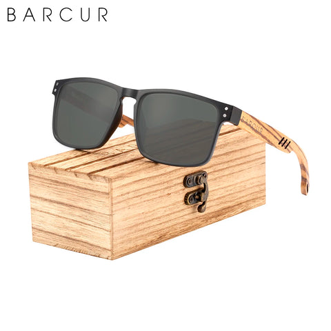 BARCUR Zebra-Temple Wooden Sunglasses – Polarized UV400 Unisex