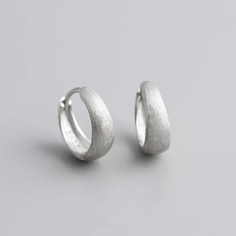 WANTME 925 Sterling Silver Wide Huggies Gothic Hoop Earrings
