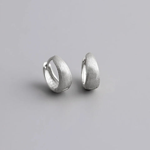 WANTME 925 Sterling Silver Wide Huggies Gothic Hoop Earrings